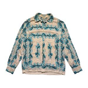 Filet Crochet woven button down